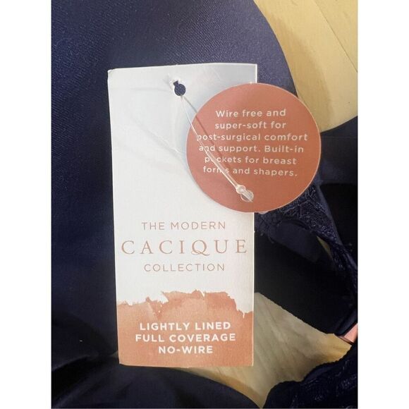 Cacique Blue Lightly Lined Full Coverage No Wire Mastectomy Collection Bra 50C - Picture 11 of 12